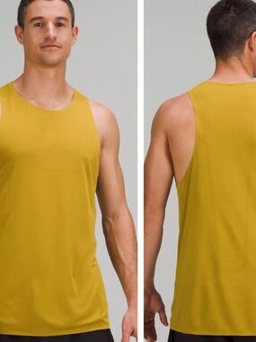 LULULEMON FAST AND FREE SINGLET BREATHE TANK TOP AURIC GOLD